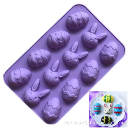 Easter Egg and Bunny Silicone Molds Tray for Chocolate Candy Gummy Ice Cube Jello Jelly Cake Mini Soap Wax Crayon Melt